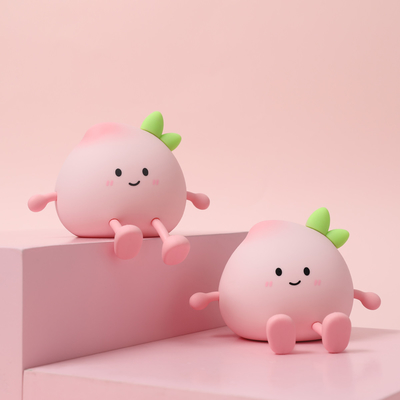 Τελευταία Cute Peach Σιλικόνη νυχτερινό φως επαναφορτιζόμενη προστασία των ματιών πλάι στο κρεβάτι λάμπα για το υπνοδωμάτιο του μωρού πολύχρωμο peach νυχτερινό φωτισμό