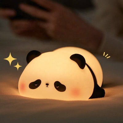 Σιλικόνη λάμπα Panda 1200mah Ευαίσθητο έλεγχο βρύσης ζεστό λευκό αναπνευστικό φως φορητό LED USB επαναφορτιζόμενο νυχτερινό φως